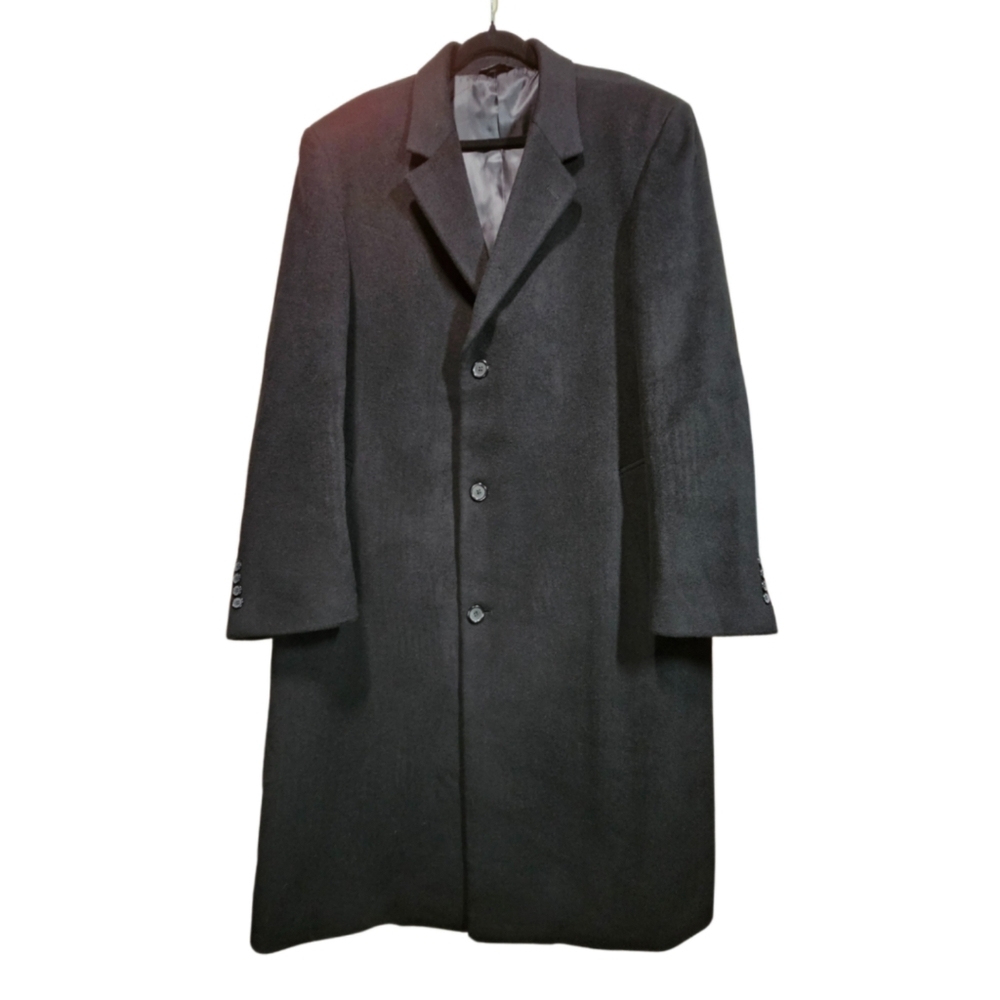 Chereskin Men's SIZE 46R Cashmere and Wool Trench Coat in Black